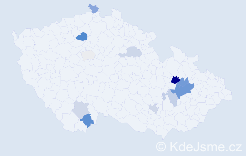 Příjmení: 'Tilšar', počet výskytů 19 v celé ČR