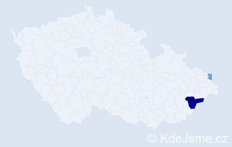 Příjmení: 'Zastávka', počet výskytů 5 v celé ČR