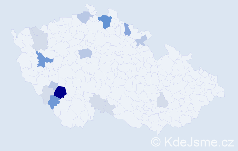 Příjmení: 'Česánek', počet výskytů 55 v celé ČR