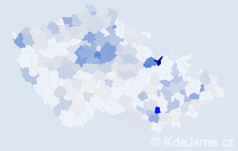 Příjmení: 'Borovička', počet výskytů 859 v celé ČR