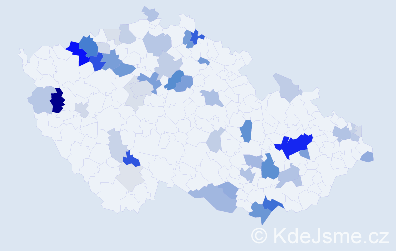 Příjmení: 'Šarközi', počet výskytů 149 v celé ČR