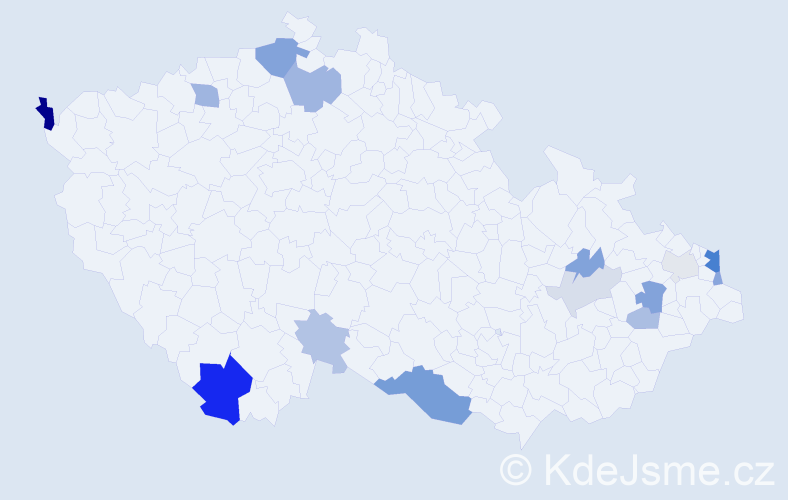 Příjmení: 'Čižmarová', počet výskytů 33 v celé ČR