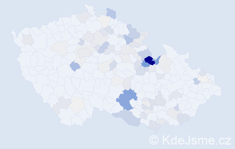 Příjmení: 'Mikyska', počet výskytů 331 v celé ČR