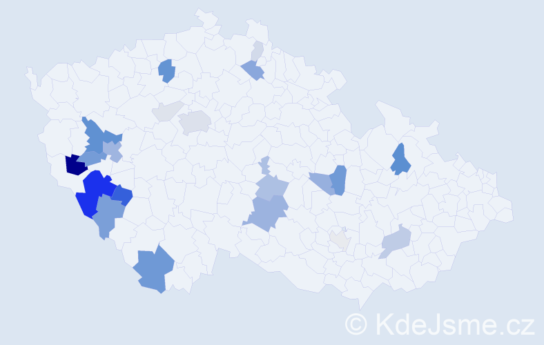 Příjmení: 'Pavezová', počet výskytů 66 v celé ČR