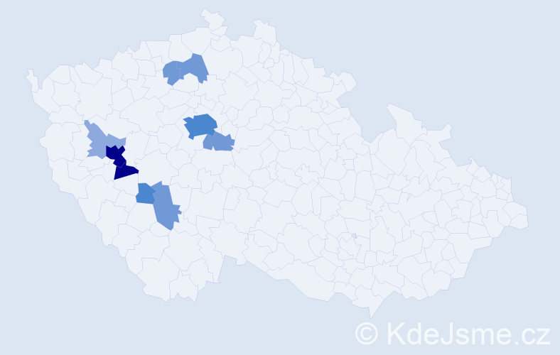 Příjmení: 'Pracna', počet výskytů 27 v celé ČR