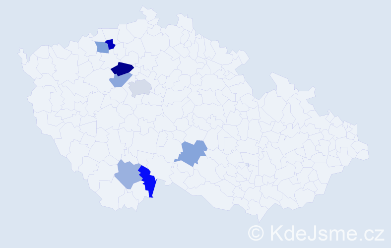Příjmení: 'Enická', počet výskytů 10 v celé ČR