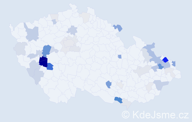 Příjmení: 'Darda', počet výskytů 129 v celé ČR