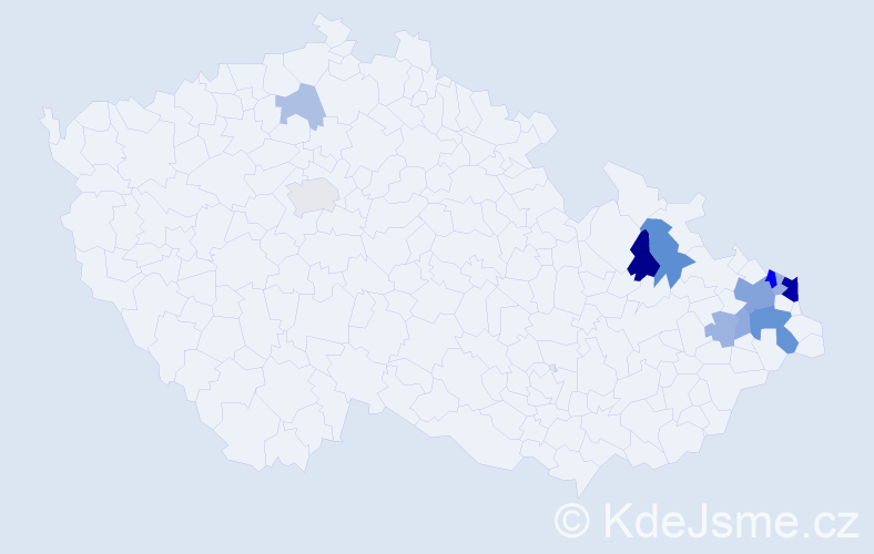 Příjmení: 'Mojáková', počet výskytů 31 v celé ČR