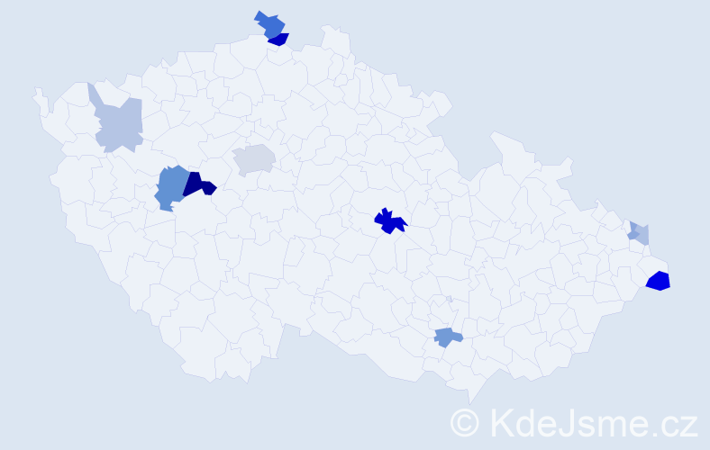 Příjmení: 'Beniačová', počet výskytů 21 v celé ČR