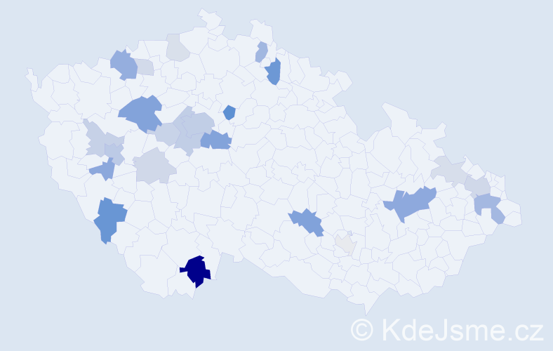 Příjmení: 'Todorovová', počet výskytů 61 v celé ČR