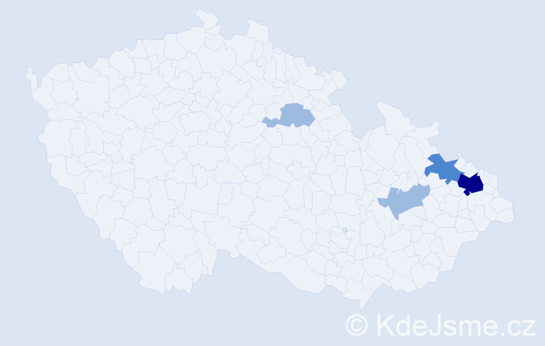 Příjmení: 'Rychtárová', počet výskytů 8 v celé ČR