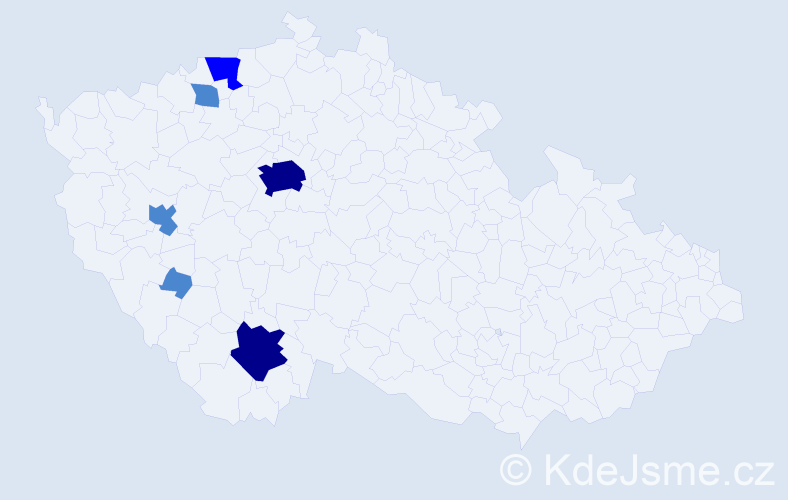 Příjmení: 'Pinlová', počet výskytů 11 v celé ČR
