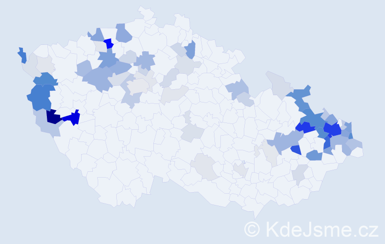 Příjmení: 'Vidličková', počet výskytů 262 v celé ČR