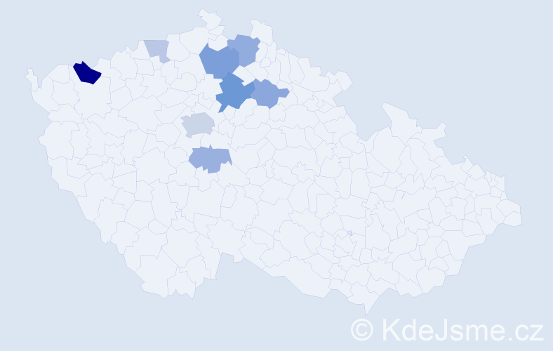 Příjmení: 'Pocnarová', počet výskytů 18 v celé ČR