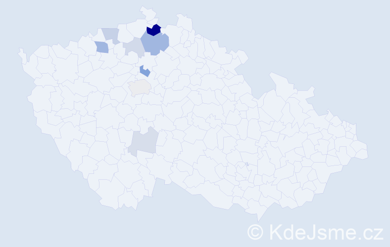 Příjmení: 'Kravcov', počet výskytů 21 v celé ČR
