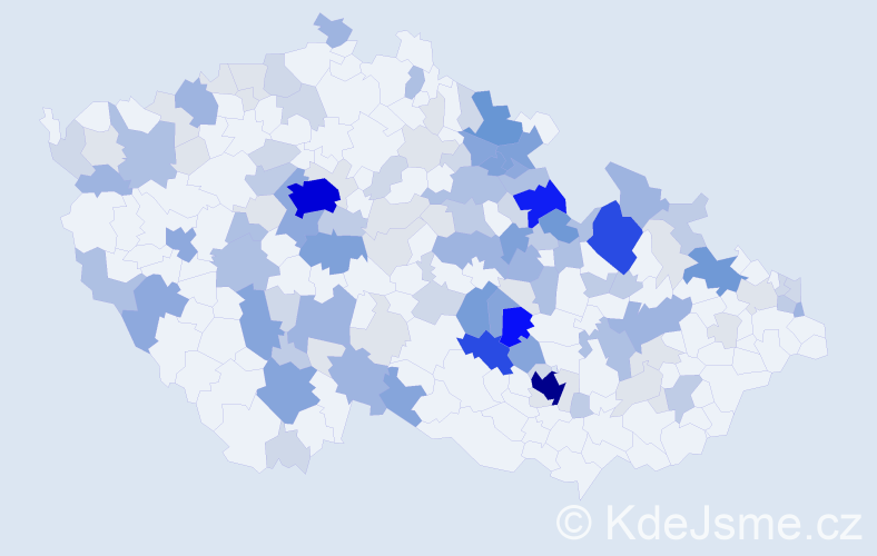 Příjmení: 'Koukolová', počet výskytů 455 v celé ČR