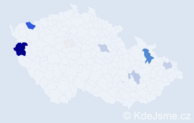 Příjmení: 'Hicová', počet výskytů 13 v celé ČR