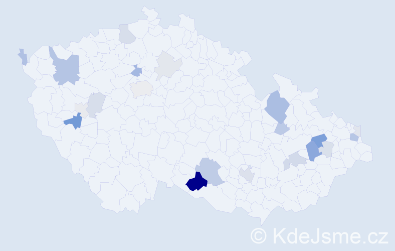 Příjmení: 'Kariková', počet výskytů 53 v celé ČR