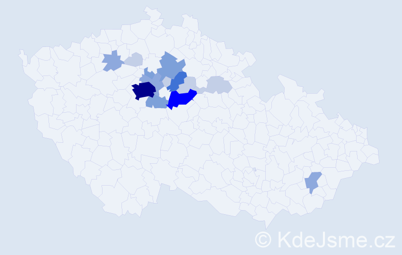 Příjmení: 'Baštecký', počet výskytů 44 v celé ČR