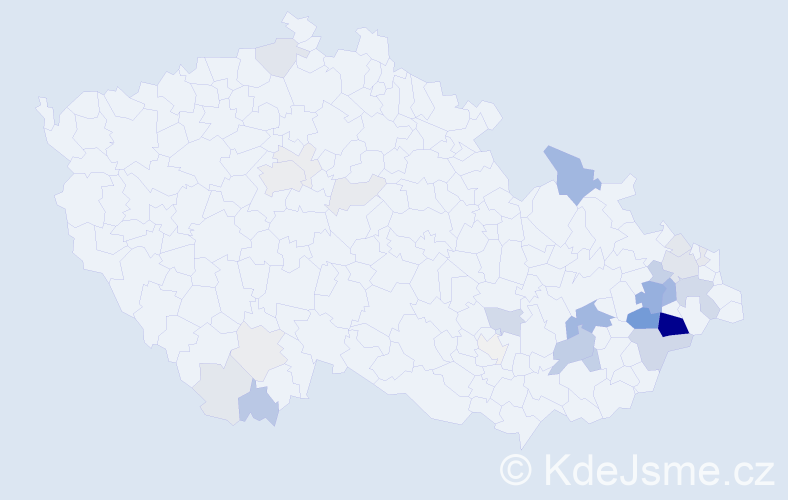 Příjmení: 'Tovaryšová', počet výskytů 123 v celé ČR