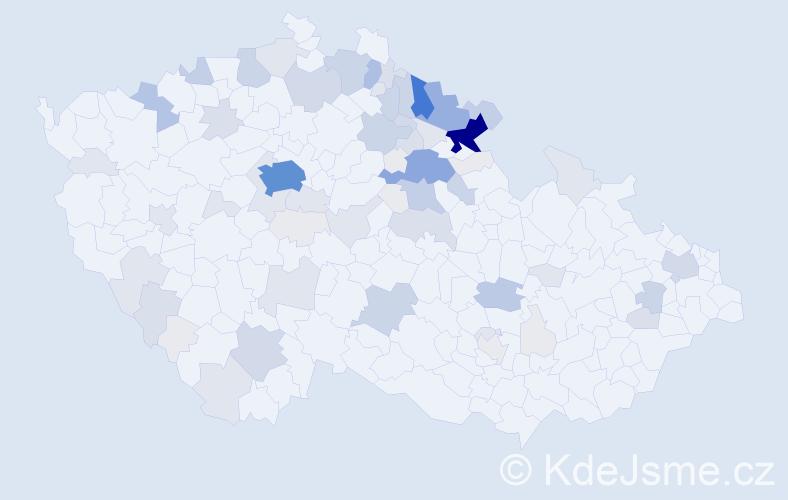 Příjmení: 'Máslo', počet výskytů 307 v celé ČR