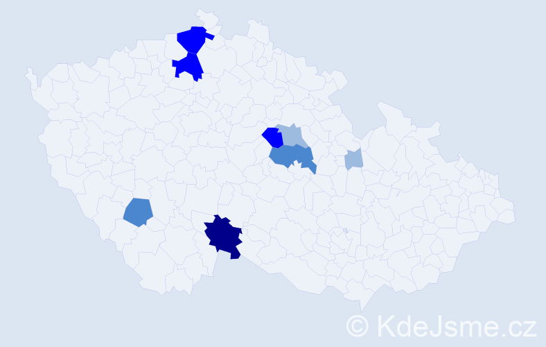 Příjmení: 'Káles', počet výskytů 19 v celé ČR