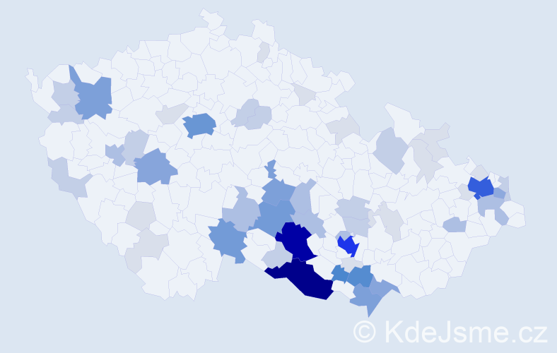 Příjmení: 'Kocmánek', počet výskytů 203 v celé ČR