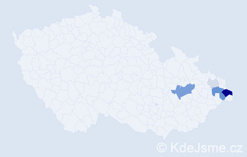 Příjmení: 'Prokeszová', počet výskytů 12 v celé ČR