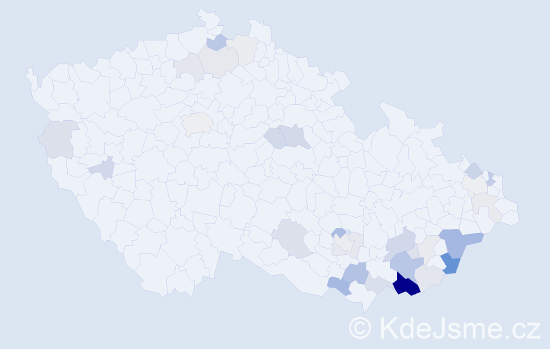 Příjmení: 'Káčer', počet výskytů 87 v celé ČR