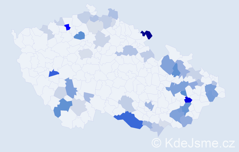 Příjmení: 'Rajnoha', počet výskytů 147 v celé ČR
