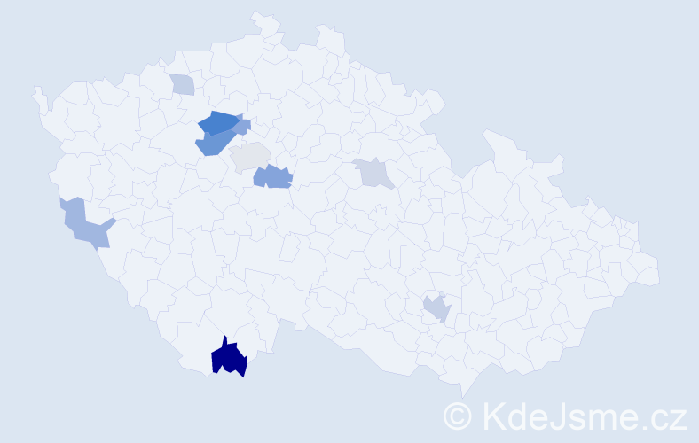 Příjmení: 'Hádlová', počet výskytů 23 v celé ČR
