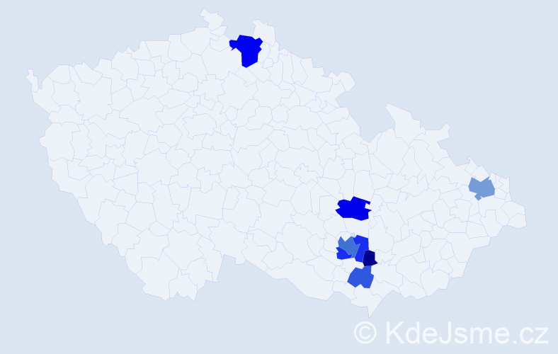 Příjmení: 'Kudynek', počet výskytů 19 v celé ČR