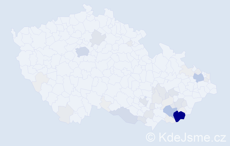 Příjmení: 'Kočicová', počet výskytů 217 v celé ČR