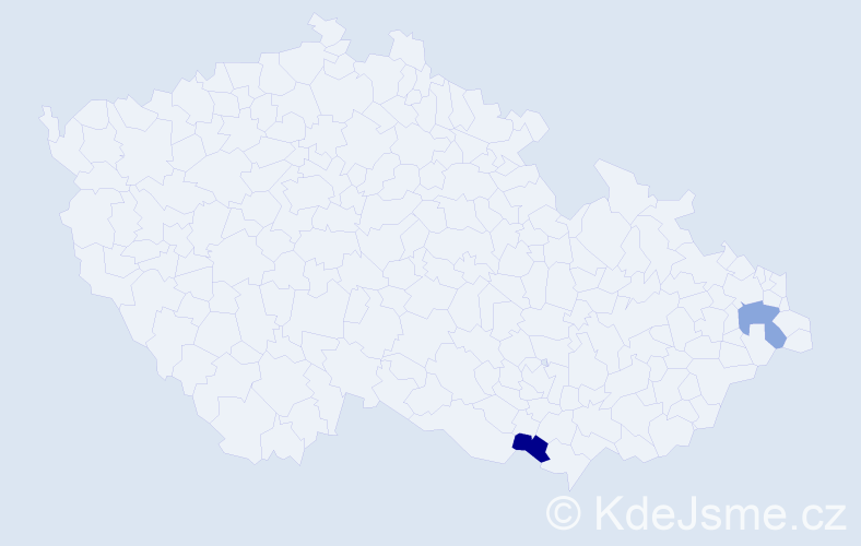 Příjmení: 'Novosák', počet výskytů 6 v celé ČR