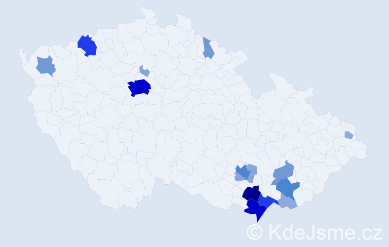Příjmení: 'Kostrhunová', počet výskytů 60 v celé ČR