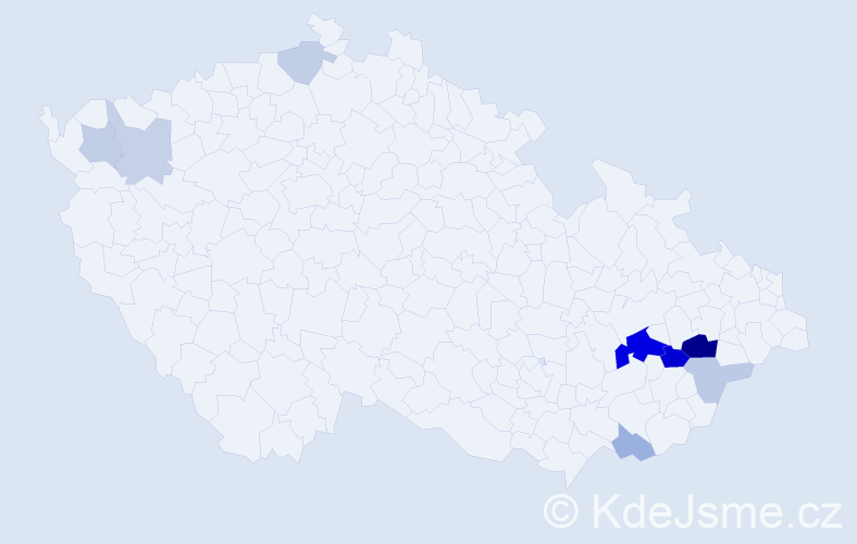 Příjmení: 'Dermíšková', počet výskytů 22 v celé ČR