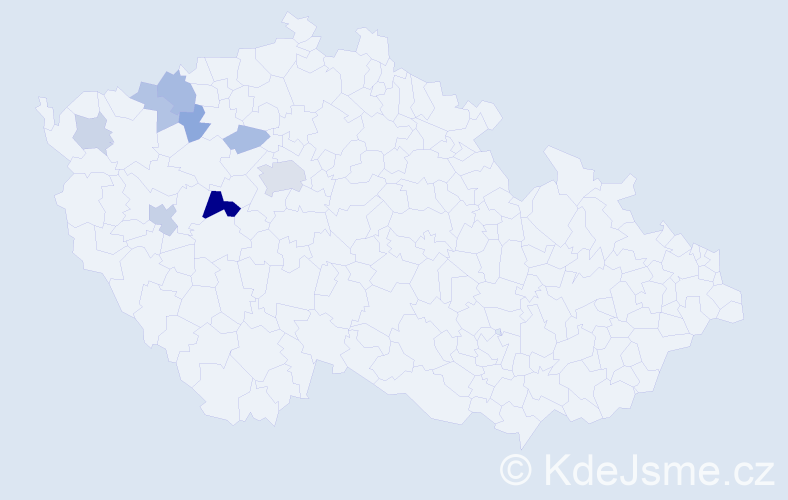 Příjmení: 'Čabounová', počet výskytů 18 v celé ČR