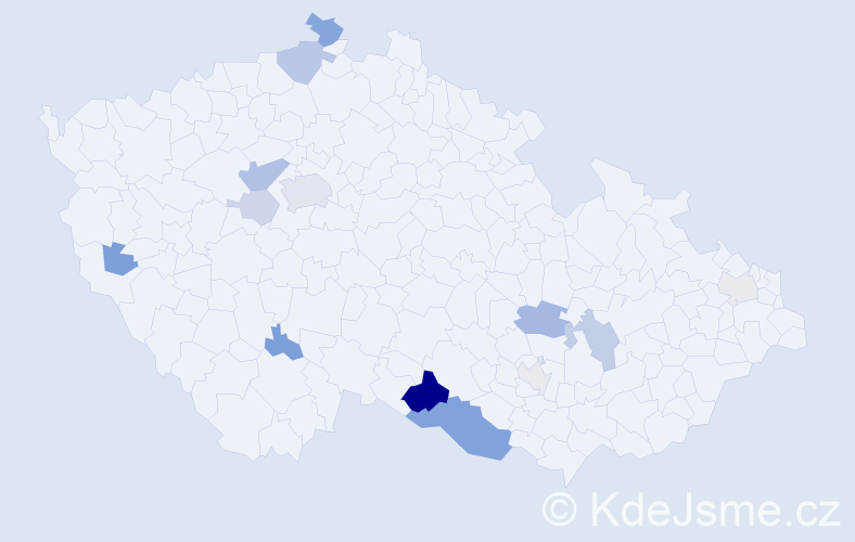 Příjmení: 'Meidlová', počet výskytů 32 v celé ČR