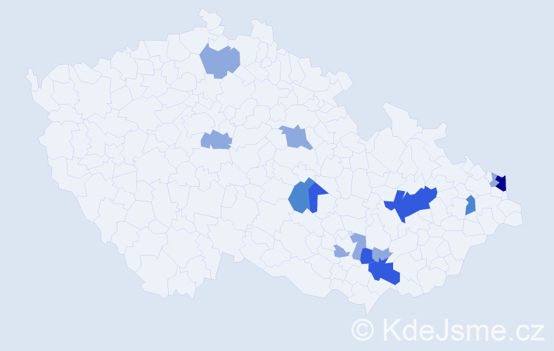 Příjmení: 'Bartalosová', počet výskytů 27 v celé ČR