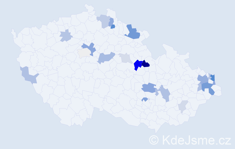 Příjmení: 'Moskal', počet výskytů 55 v celé ČR