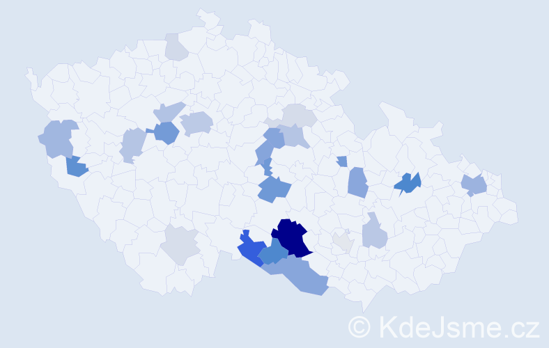 Příjmení: 'Teplanová', počet výskytů 61 v celé ČR