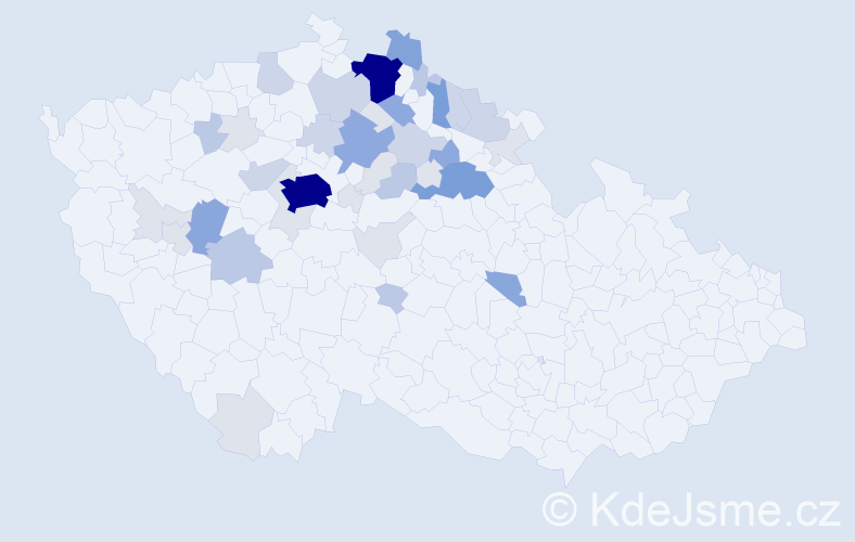 Příjmení: 'Kaprasová', počet výskytů 146 v celé ČR