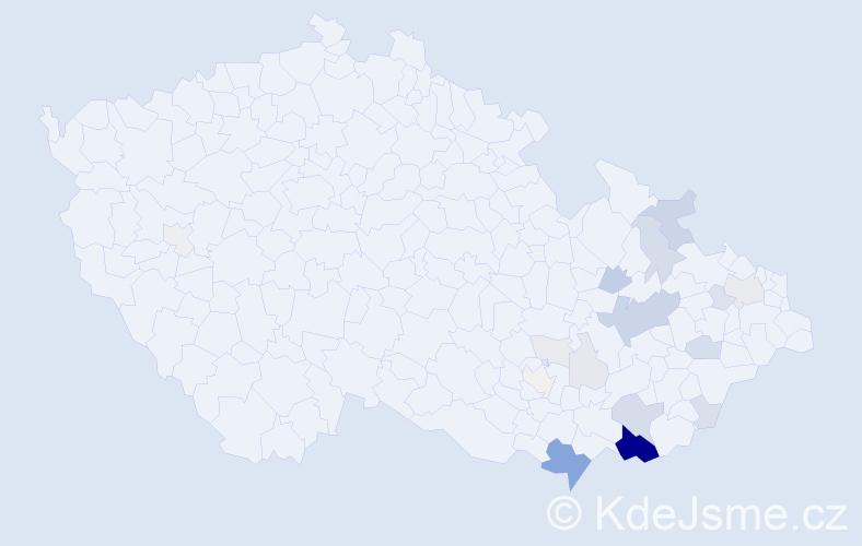 Příjmení: 'Můčka', počet výskytů 79 v celé ČR
