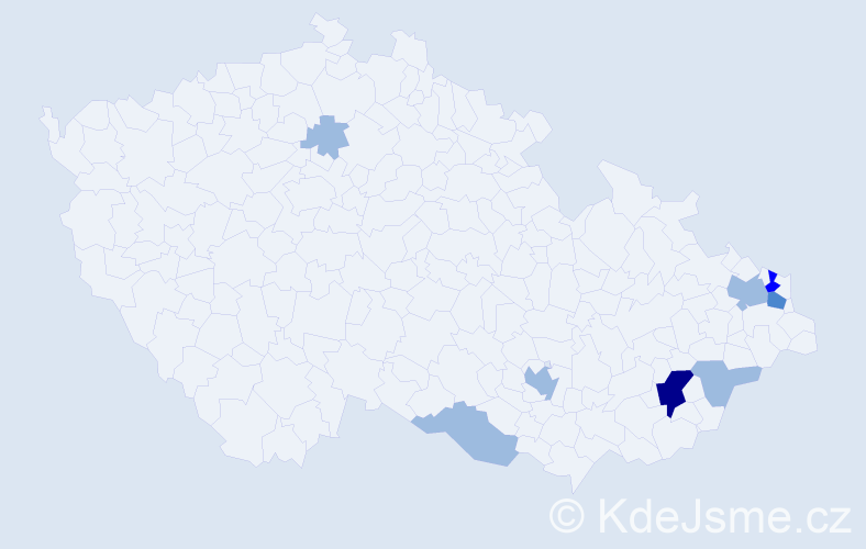 Příjmení: 'Bošanová', počet výskytů 14 v celé ČR