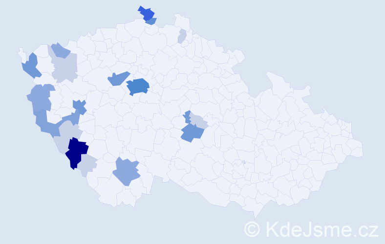 Příjmení: 'Čácha', počet výskytů 63 v celé ČR