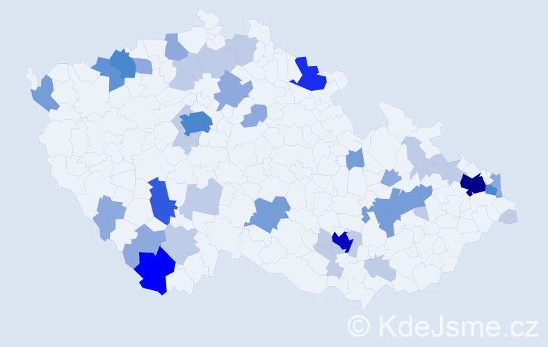 Příjmení: 'Bako', počet výskytů 108 v celé ČR