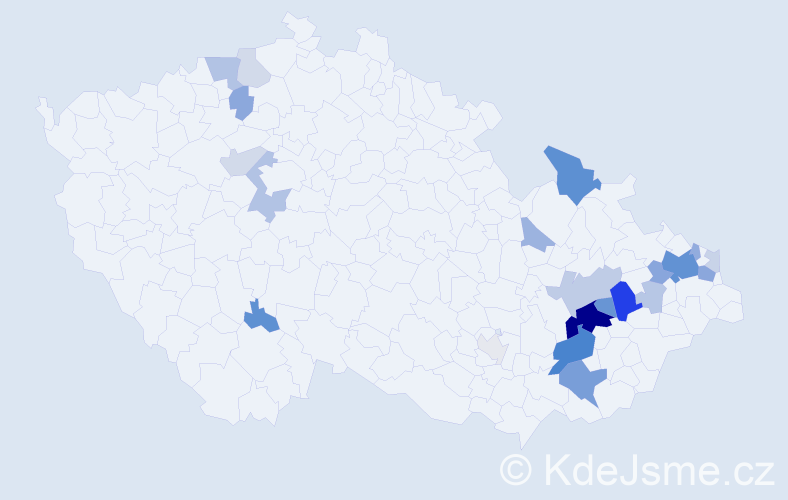Příjmení: 'Džuga', počet výskytů 64 v celé ČR