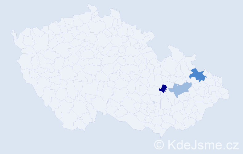Příjmení: 'Hanos', počet výskytů 7 v celé ČR