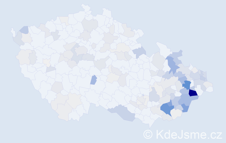 Příjmení: 'Fusková', počet výskytů 542 v celé ČR