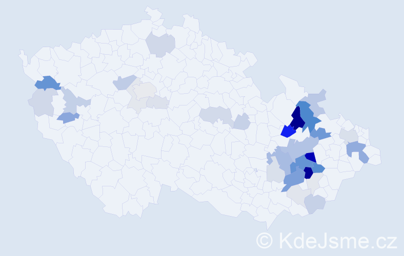 Příjmení: 'Klesnil', počet výskytů 116 v celé ČR